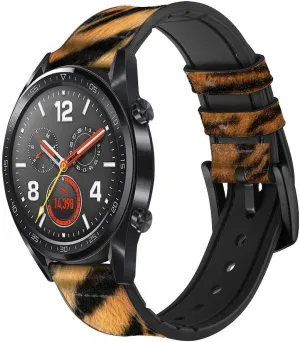 CA0528 Tiger Stripes Graphic Printed Leather & Silicone Smart Watch Band Strap for Wristwatch Smartwatch Smart Watch Size (20mm)