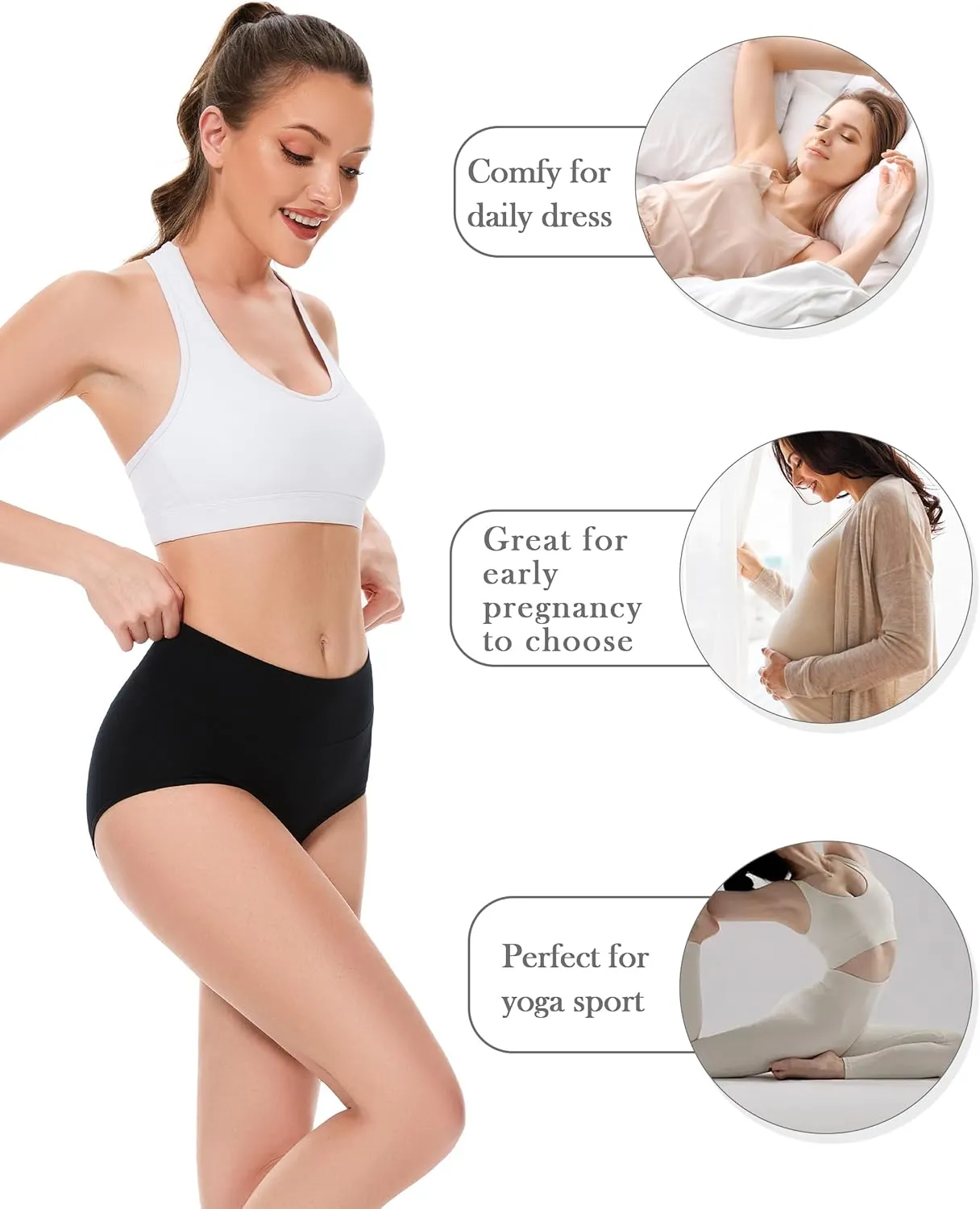 CAILECOTTON Womens Underwear Cotton Briefs Plus Size High Waisted Underwears Women Pack Cotton Panties for Women Pack