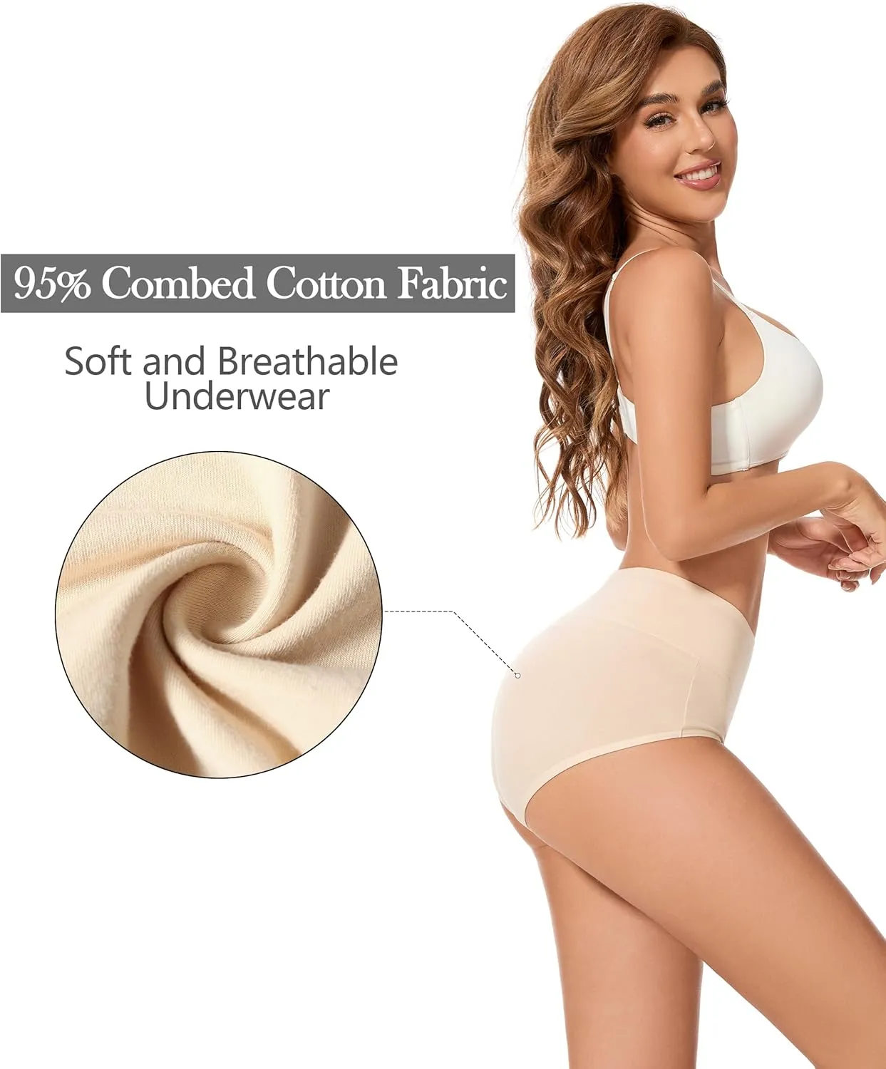 CAILECOTTON Womens Underwear Cotton Briefs Plus Size High Waisted Underwears Women Pack Cotton Panties for Women Pack