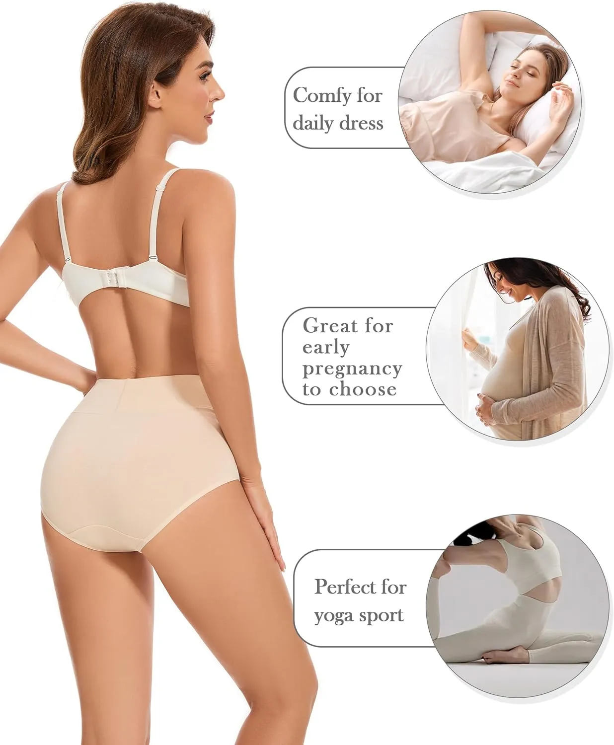 CAILECOTTON Womens Underwear Cotton Briefs Plus Size High Waisted Underwears Women Pack Cotton Panties for Women Pack