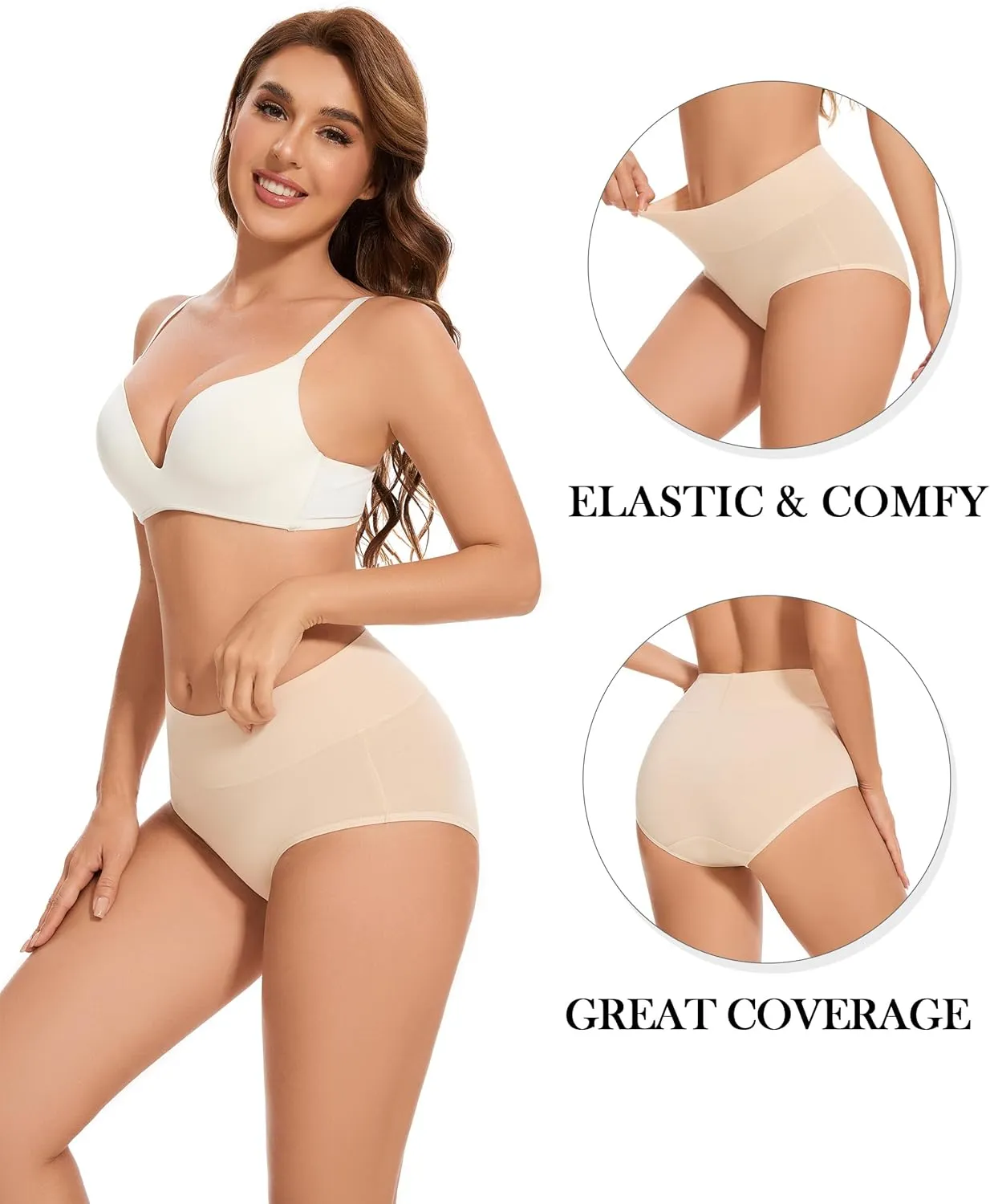 CAILECOTTON Womens Underwear Cotton Briefs Plus Size High Waisted Underwears Women Pack Cotton Panties for Women Pack