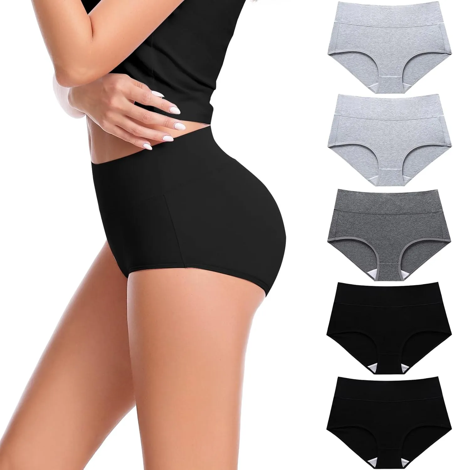 CAILECOTTON Womens Underwear Cotton Briefs Plus Size High Waisted Underwears Women Pack Cotton Panties for Women Pack