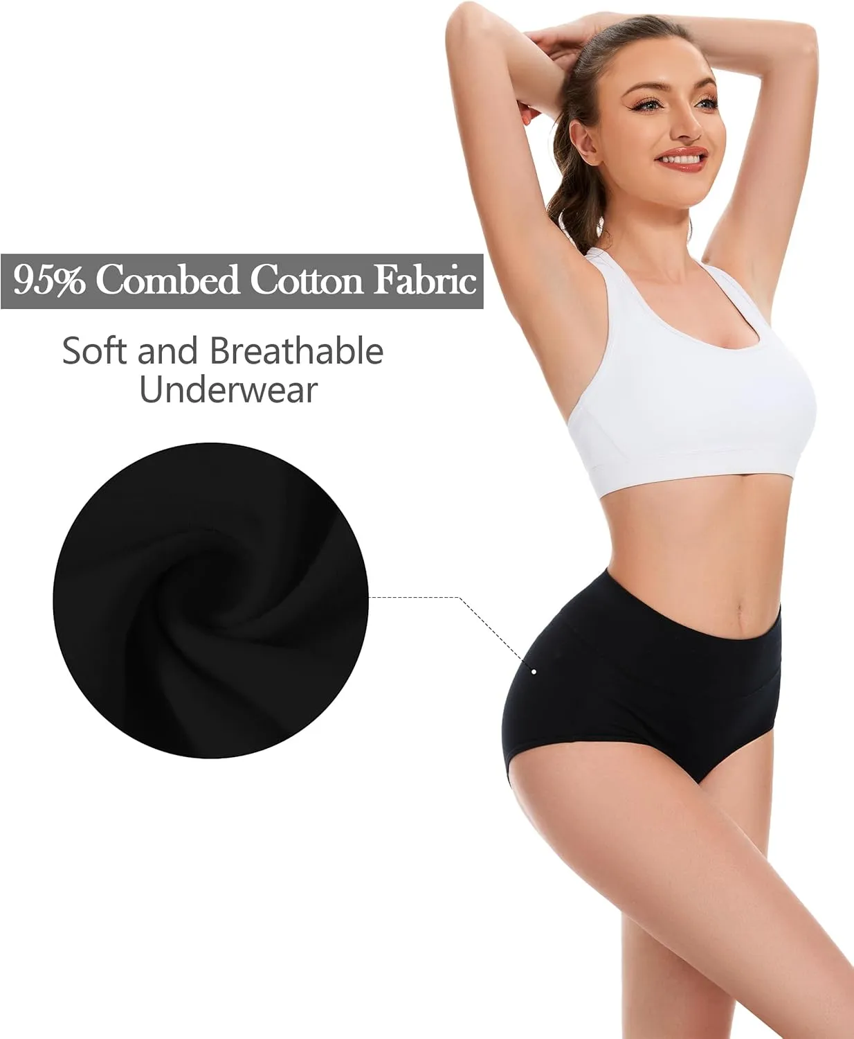 CAILECOTTON Womens Underwear Cotton Briefs Plus Size High Waisted Underwears Women Pack Cotton Panties for Women Pack