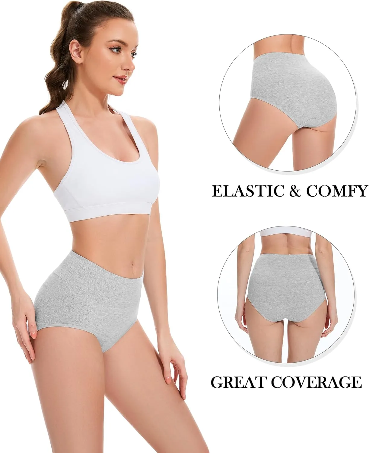 CAILECOTTON Womens Underwear Cotton Briefs Plus Size High Waisted Underwears Women Pack Cotton Panties for Women Pack