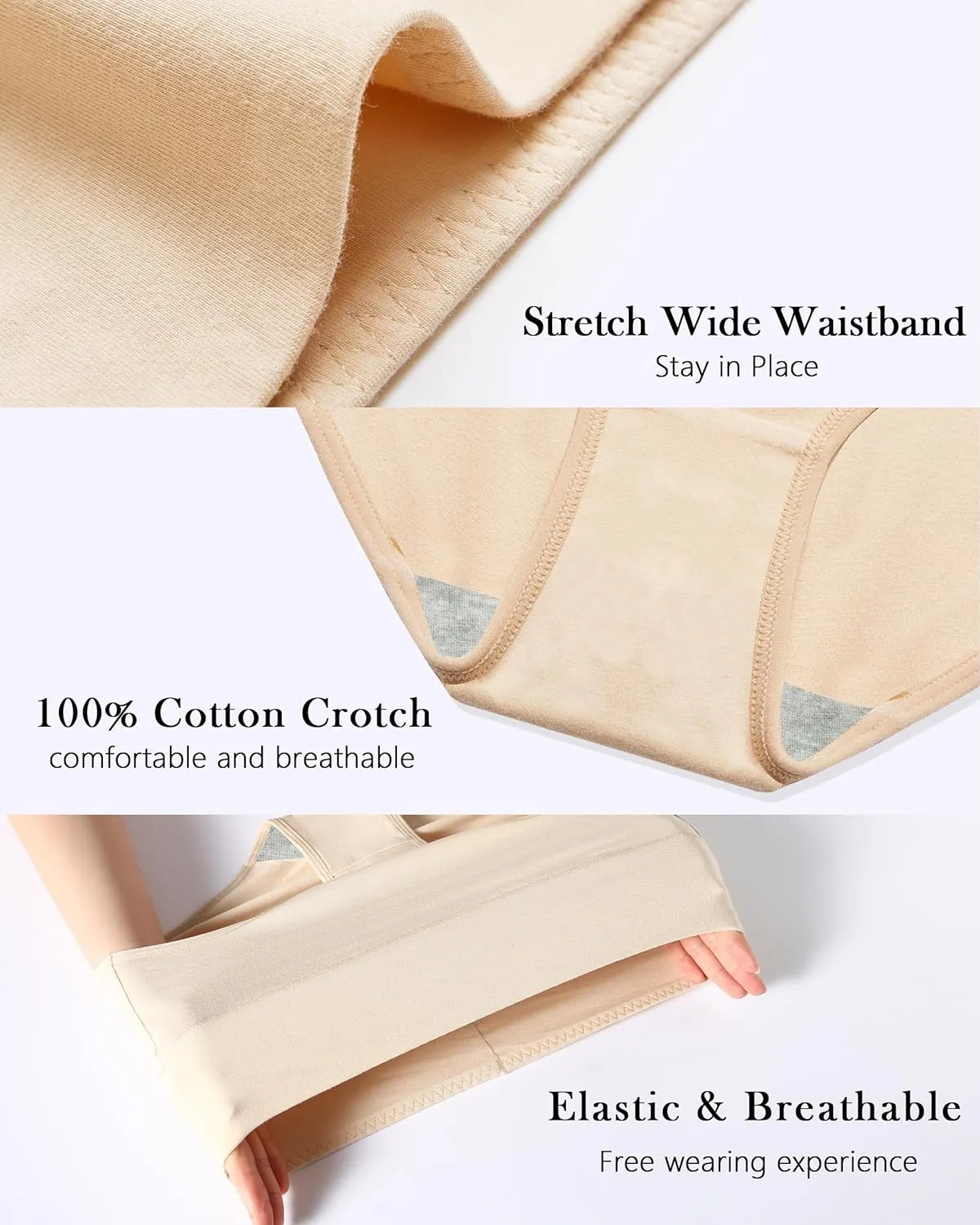 CAILECOTTON Womens Underwear Cotton Briefs Plus Size High Waisted Underwears Women Pack Cotton Panties for Women Pack