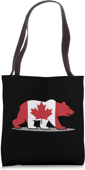 Canadian Maple Leaf Bear Silhouette Flag Wildlife Tote Bag