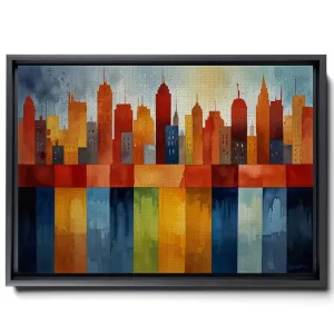 Canvas Print Vibrant Fusion Modern Colorful Abstract Wall Art Prints Canvas Artwork with Red Maya Blue and Orange Palette Texture Wall Art, Decor