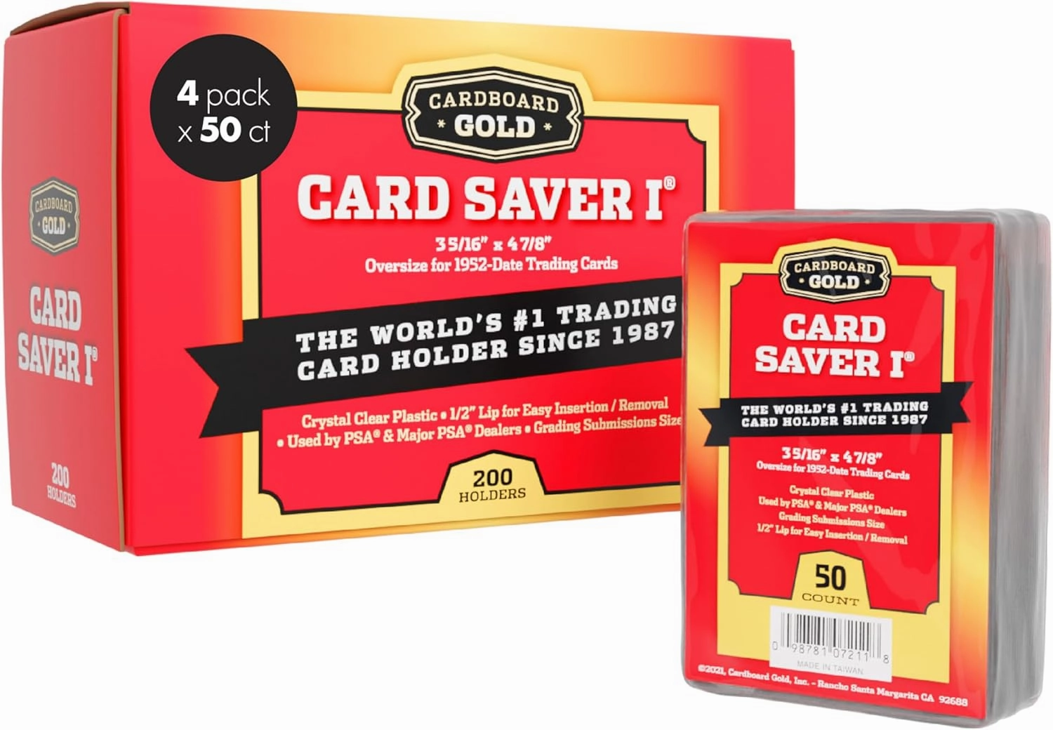 Card Saver 1-200 Count - Semi Rigid Card Holder, Trading Card Protectors - PSA-Approved Cardsaver for Baseball, Trading, Sports Cards - Card Sleeves, Binder, & Storage Box Compatible