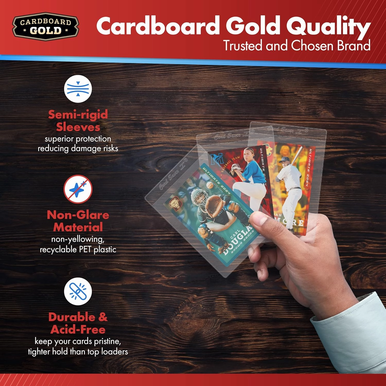 Card Saver 1 - 50 Count - Semi Rigid Card Holder, Trading Card Protectors - PSA-Approved Cardsaver for Baseball, Trading, Sports Cards - Card Sleeves, Binder, & Storage Box Compatible