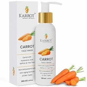 Carrot Hydrating Face Wash, Boosts Radiance and Evens Skin Tone, with Hyaluronic Acid, Saffron and Tea Tree, For Women and Men, Suitable for All Skin Types, 100 ml