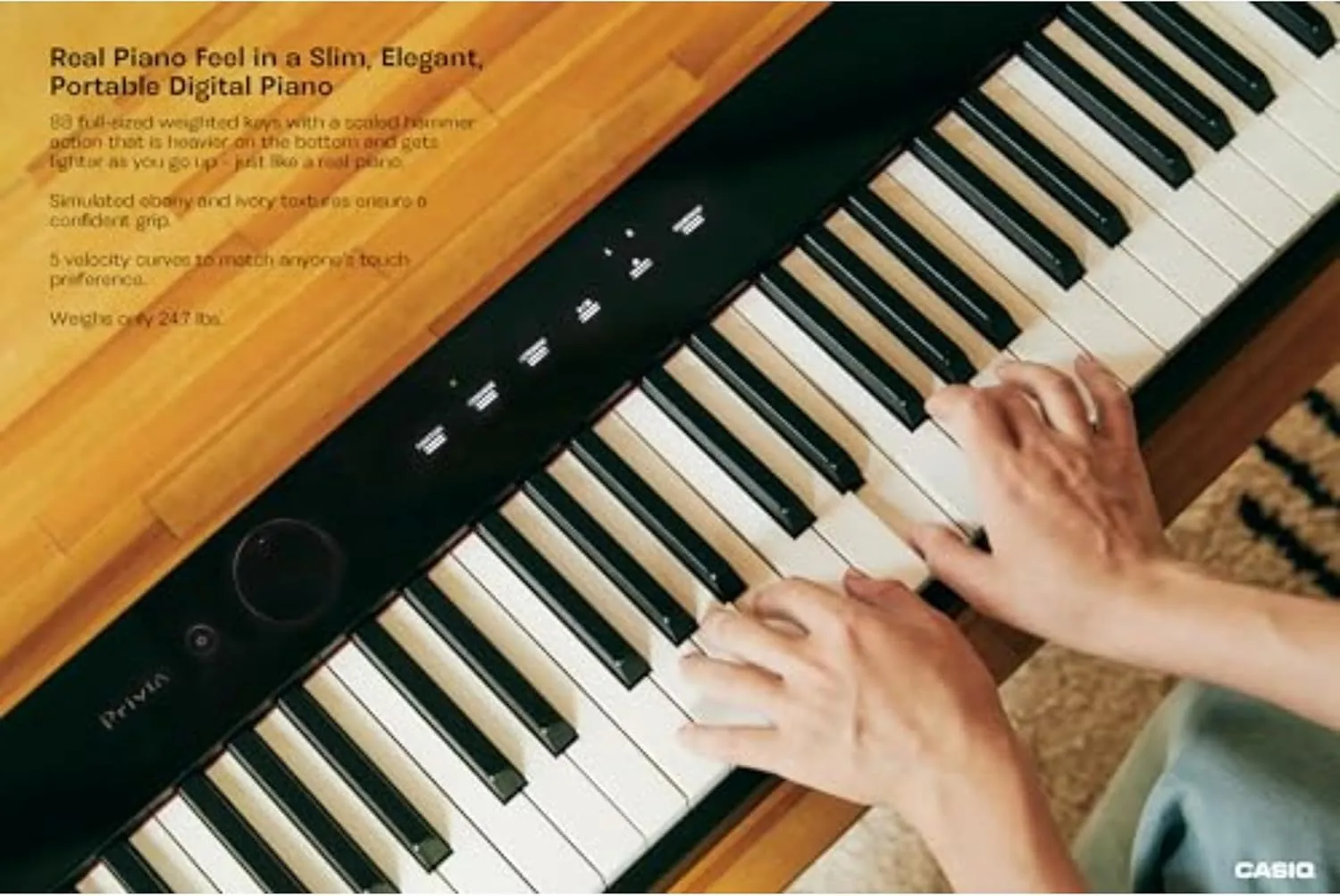 Casio Privia PX-S1100 – 88-Key Touch-Responsive Weighted Digital Piano | Ultra-Portable | Superior Sound | German Grand Tone, Bluetooth, Casio Music Space App | Gloss Black Finish