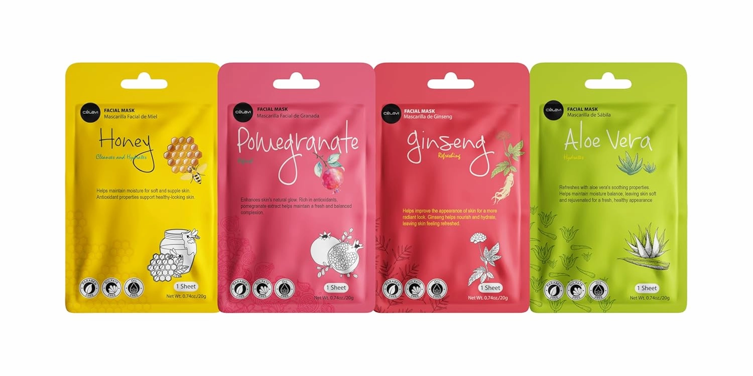celavi Face Mask Set Korean Beauty Essence Facial Paper Sheet Mask Korea Skin Care Moisturizing 3 Packs of each 12 New flavors K-Beauty Skincare 36 masks in a pack Made in Korea