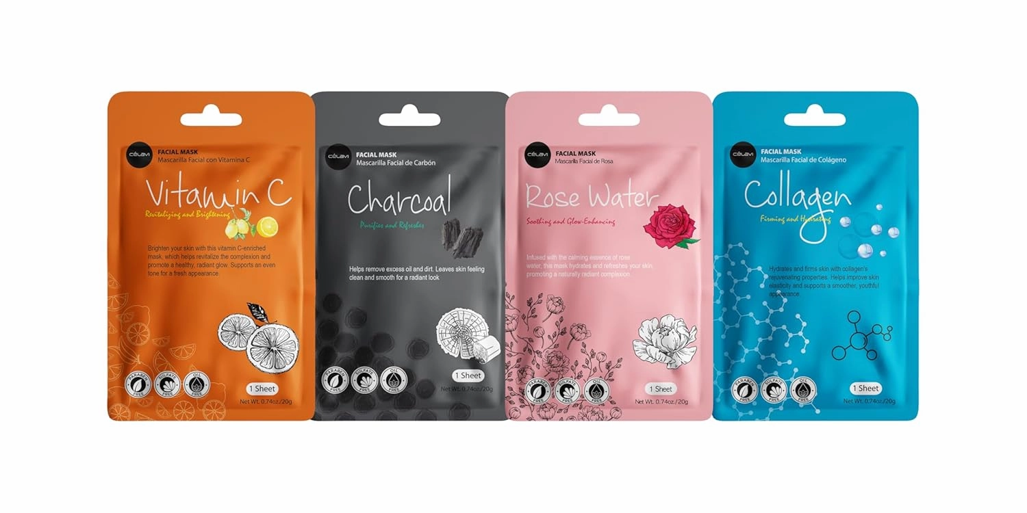 celavi Face Mask Set Korean Beauty Essence Facial Paper Sheet Mask Korea Skin Care Moisturizing 3 Packs of each 12 New flavors K-Beauty Skincare 36 masks in a pack Made in Korea
