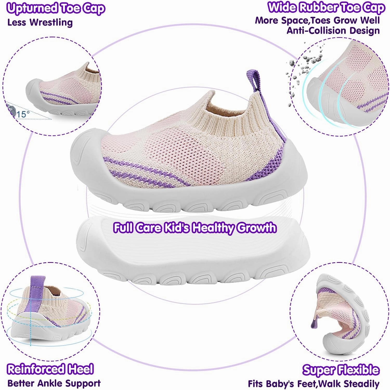 Charrost Toddler Baby Girl Boy First Walking Shoes Checkered Sneakers Sizes 3/4/5/6/7/8T. Soft, Cute,Flexible for First Walkers. Non-Slip, Slip On, Wide Toe Box Indoors Outdoors