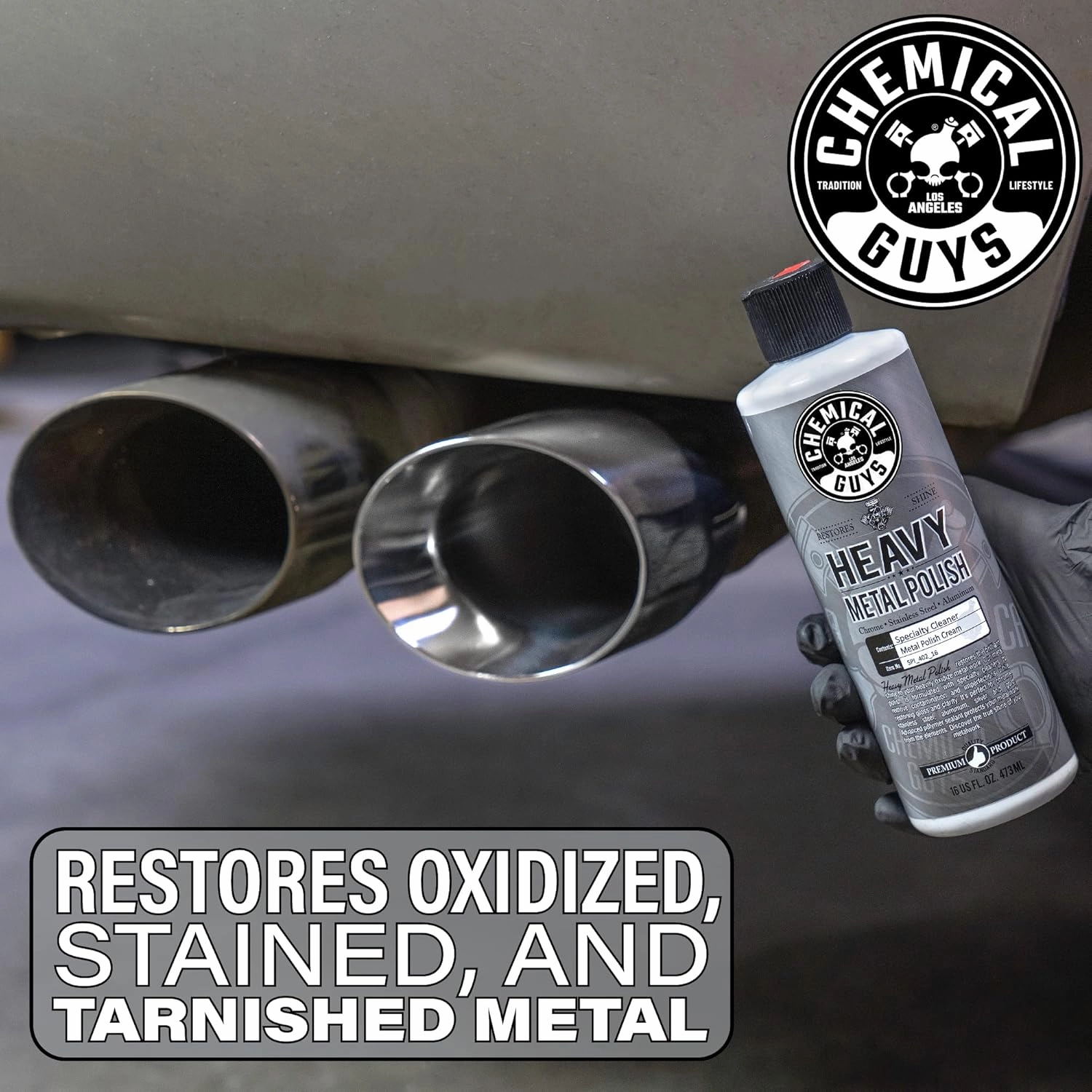 Chemical Guys SPI_402_16, Heavy Metal Polish Restorer and Protectant, (Safe for Cars, Trucks, SUVs, RVs, Motorcycles, and More) 16 fl oz