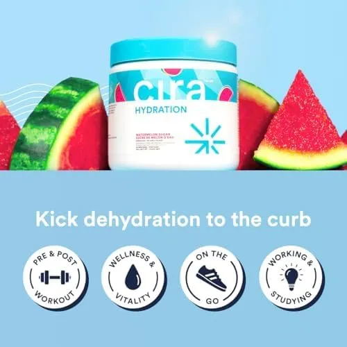 Cira Hydration Powder (45 Servings) - Electrolyte Drink Mix with Himalayan Salt for Dehydration Relief and Recovery - Watermelon Sugar