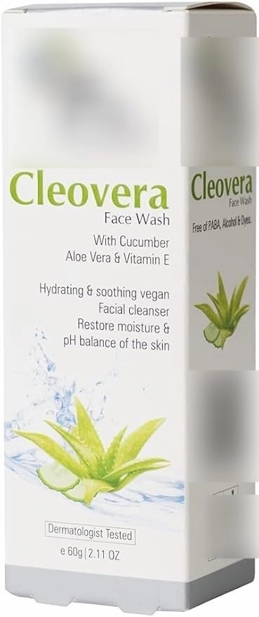 Cleovera & Cucumber facewash, Aloe Vera facewash, Brighter an.d Fresher Sk.in, Tightens The pores, Hydrates The S.kin, removes Dirt & Oil, Healthy & Glowing Sk.in, Suits All S.kin Types 60g.