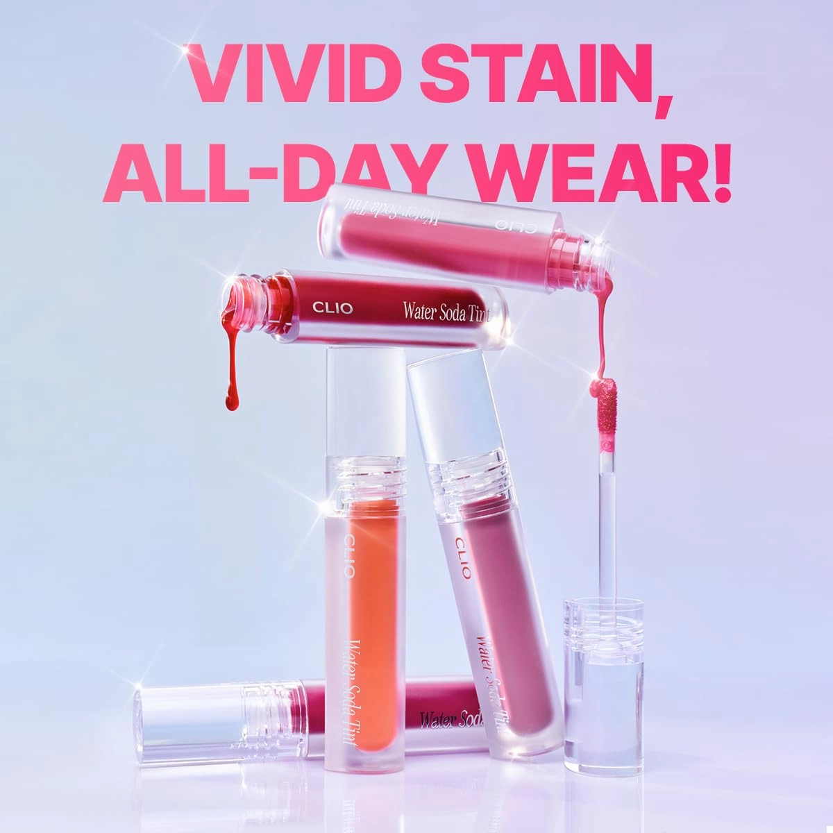 CLIO Water Soda Tint 5 Colors, Korean Lip Stain, High Moisturizing, Strong Hydrating Water Lip Oil, Gloss, Non Sticky Lip Stain, K-Beauty Lips (04 SPARKLING PLUM, One Size)