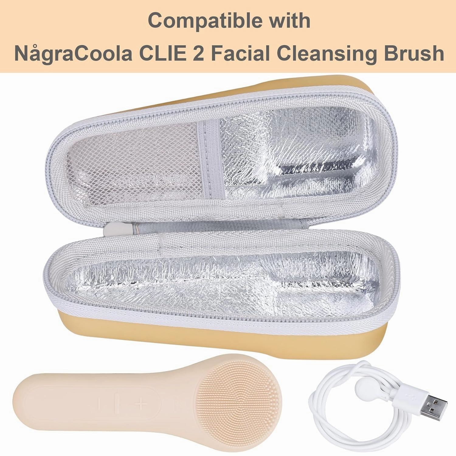 co2CREA Hard Carrying Case Compatible with NågraCoola CLIE 2 1 Silicone Face Scrubber Facial Cleansing Brush (Oat)