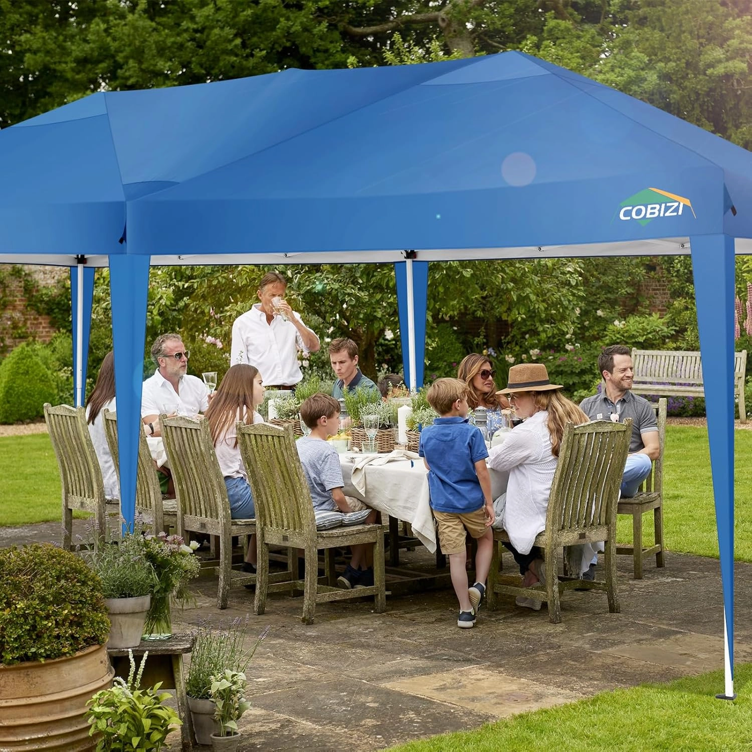 COBIZI Canopy 10x20 Pop Up Canopy Tent 10x20ft Waterproof Party Tent Ez Up Canopy Tents for Parties Wedding Outdoor Commercial Event Gazebo Portable Instant Tent for Backyard Camping Carport, Blue