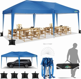 COBIZI Canopy 10x20 Pop Up Canopy Tent 10x20ft Waterproof Party Tent Ez Up Canopy Tents for Parties Wedding Outdoor Commercial Event Gazebo Portable Instant Tent for Backyard Camping Carport, Blue