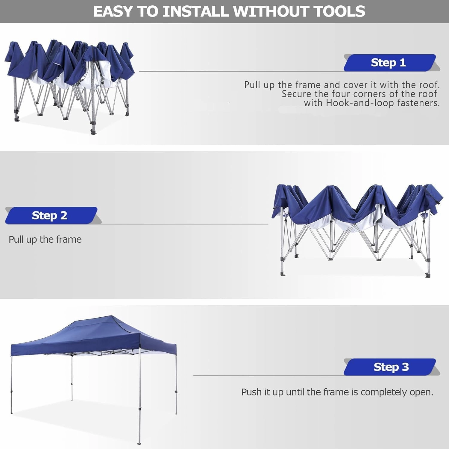 COBIZI Pop up Canopy Tent 10x15 Heavy Duty Gazebo with 4 Sidewalls, UPF 50  All Weather Waterproof Commercial Outdoor Wedding Party Tents Canopy with Handbag, Dark Blue