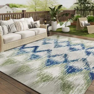 COCOER Outdoor Rug-Quick Dry Indoor Outdoor Area Rug-Green Rugs for Living Room-Absorbent Patio Rug-Non Slip Outdoor Carpet-Morocco Washable Rug-Room Decor for Balcony Deck