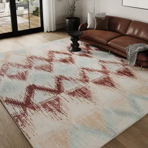COCOER Outdoor Rug-Quick Dry Indoor Outdoor Area Rug-Redpink Rugs for Living Room-Absorbent Patio Rug-Non Slip Outdoor Carpet-Morocco Washable Rug-Room Decor for Balcony Deck