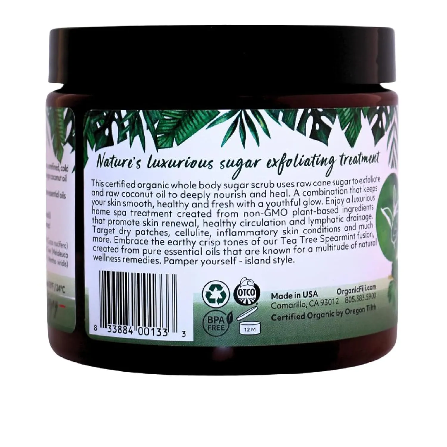 Coconut Oil Infused Sugar Scrub for Face & Body 20-Ounces (20 Ounce (Pack of 1), Tea Tree Spearmint)