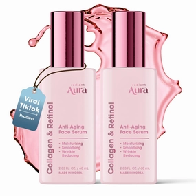 Collagen & Retinol Face Serum-Dermatologist Tested Korean Anti-Aging Solution for Wrinkles & Dark Spots -Premium Skin Repair Formula for Deep Hydration & Rejuvenation 2-pack 1.67 fl oz