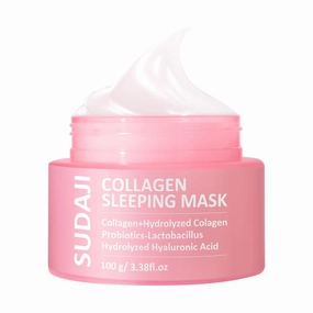 Collagen Sleeping Mask 3.53 oz, Niacinamide & Hydrolyzed Collagen & Probiotic Overnight Mask for Hydrating, Elasticity Improvement and Lifted Look
