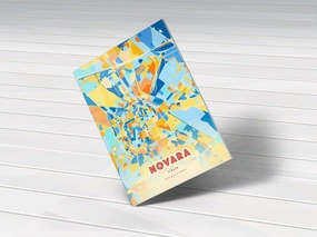 Colorful Poster Print of NOVARA ITALY Blue Orange Italia | 8x12 12x18 16x24 20x30 24x36 Colored Unframed Wall Art | Maximalist City Traveler Gift | Home Office Decor