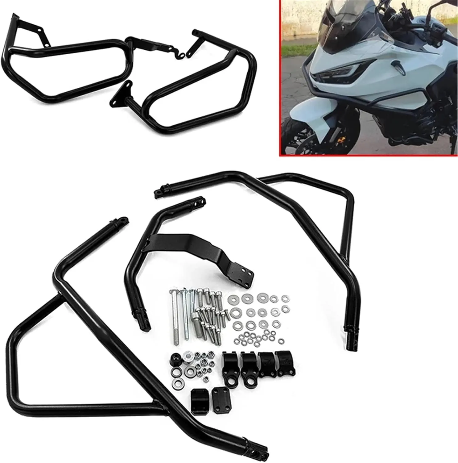 Compatible with H-onda NT 1100 DCT 2022-2024 NT-1100 Motorcycle Highway Crash Bars Bumper Engine Tank Guard Stunt Cage Protector NT1100(Black-Lower Only)
