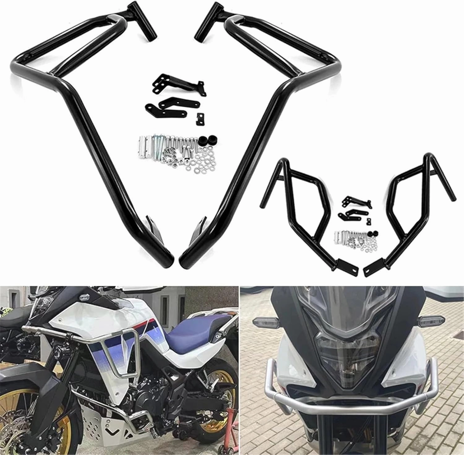 Compatible with H-onda XL750 TRANSALP750 2023-2024 Motorcycle Upper Or Lower Engine Highway Crash Bars Tank Guard bar Bumper Protector(Black-Lower Only)