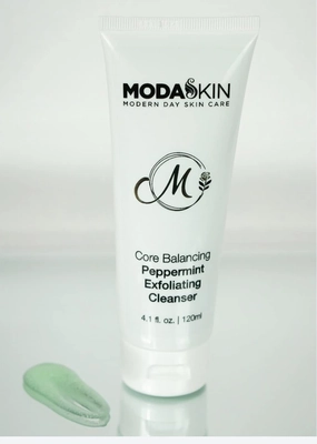 Core Balancing Peppermint Exfoliating Cleanser, Steam Distilled Peppermint Oil, Lift Dirt & Dead Skin Cells Reveal Radiant Complexion, 4.1 oz