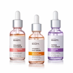 Cortex Beauty Radiant Renewal Set – Vitamin C Serum, Collagen Serum, Peptide Serum for Radiant, Youthful, and Luminous Skin
