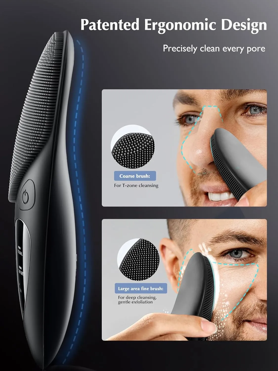 COSLUS Face Scrubber Facial Cleansing Brush: Silicone Portable Waterproof Rechargeable Face Wash Brush, 4 Cleansing Modes, Electric Face Exfoliator for Men Women Cleaning, Exfoliating, Massaging