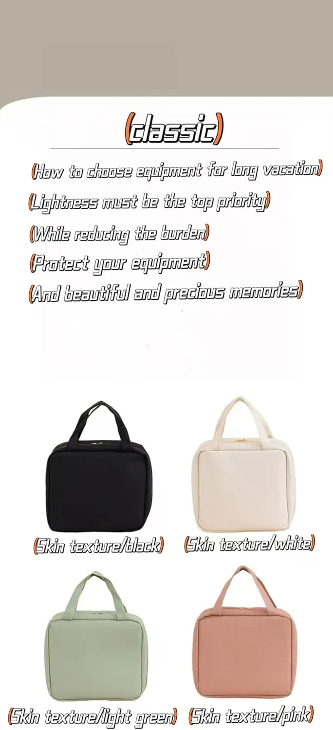 Cosmetic bag Travel cosmetic bag Travel toiletry bag Portable large capacity travel cosmetic bag Cosmetic bag with LED ring light three-speed light source (Peach powder/full screen mirror)