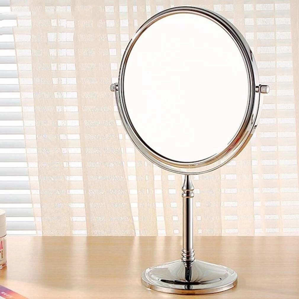 Cosmetic Mirror Makeup Vanity Mirror, Desktop Two-Sided Beauty Mirror 3X Magnification Cosmetic Mirror 360° Swivel Bathroom Mirror Little Mirror, Silver