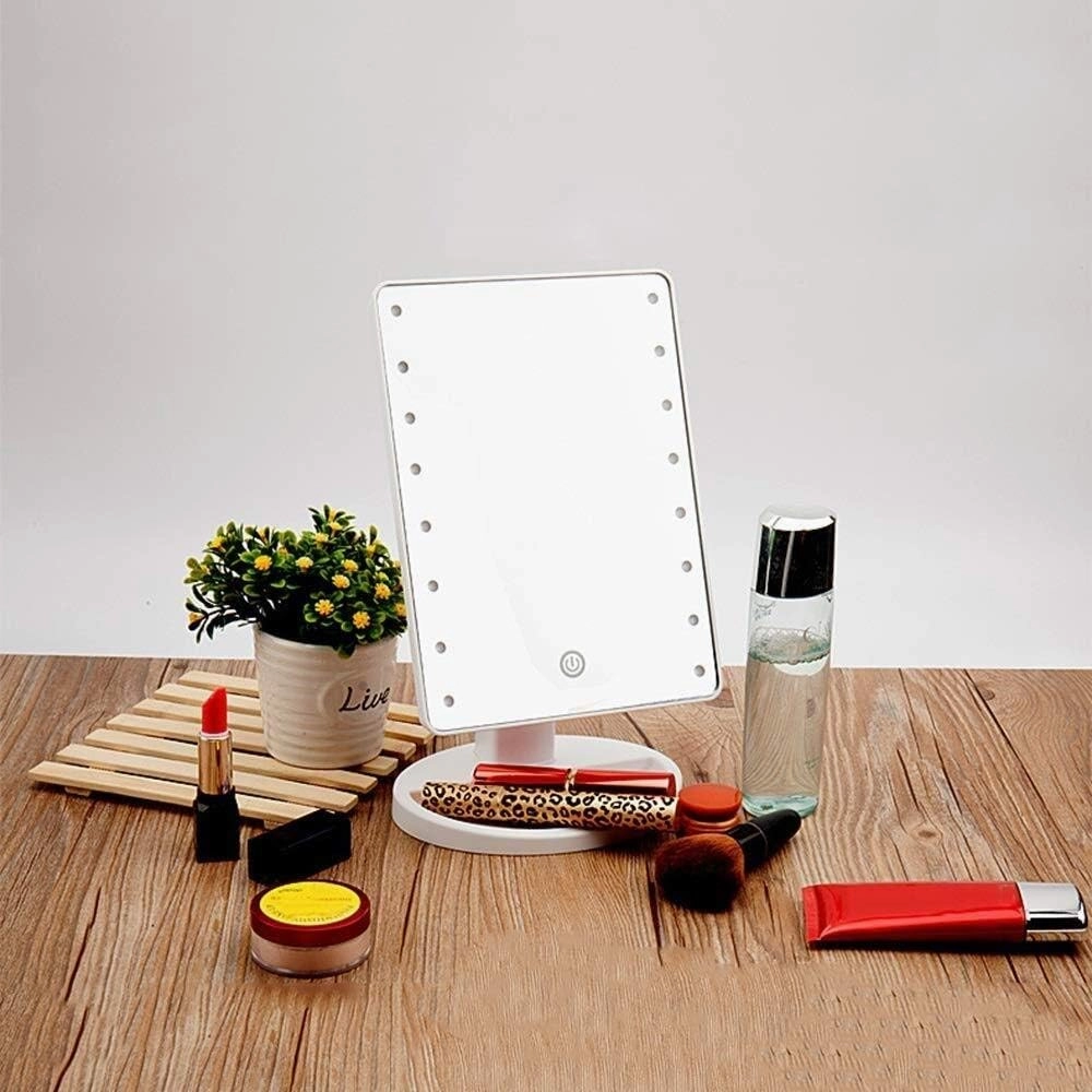 Cosmetic Vanity Mirror High-end Led Makeup Mirror with Light-Emitting Touch Desktop Mirror USB Power Supply Vanity Mirror Lighted Makeup Mirror