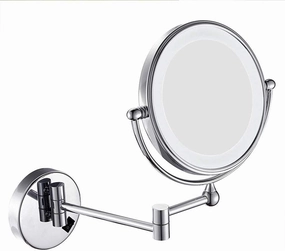 Cosmetic Vanity Mirror LED Makeup Mirror 8 Inch 7 Times Magnification Folding Wall Mount Lamp Mirror Telescopic Mirror Bathroom Mirror (Color : Silver, Size : 8 inches 7X)