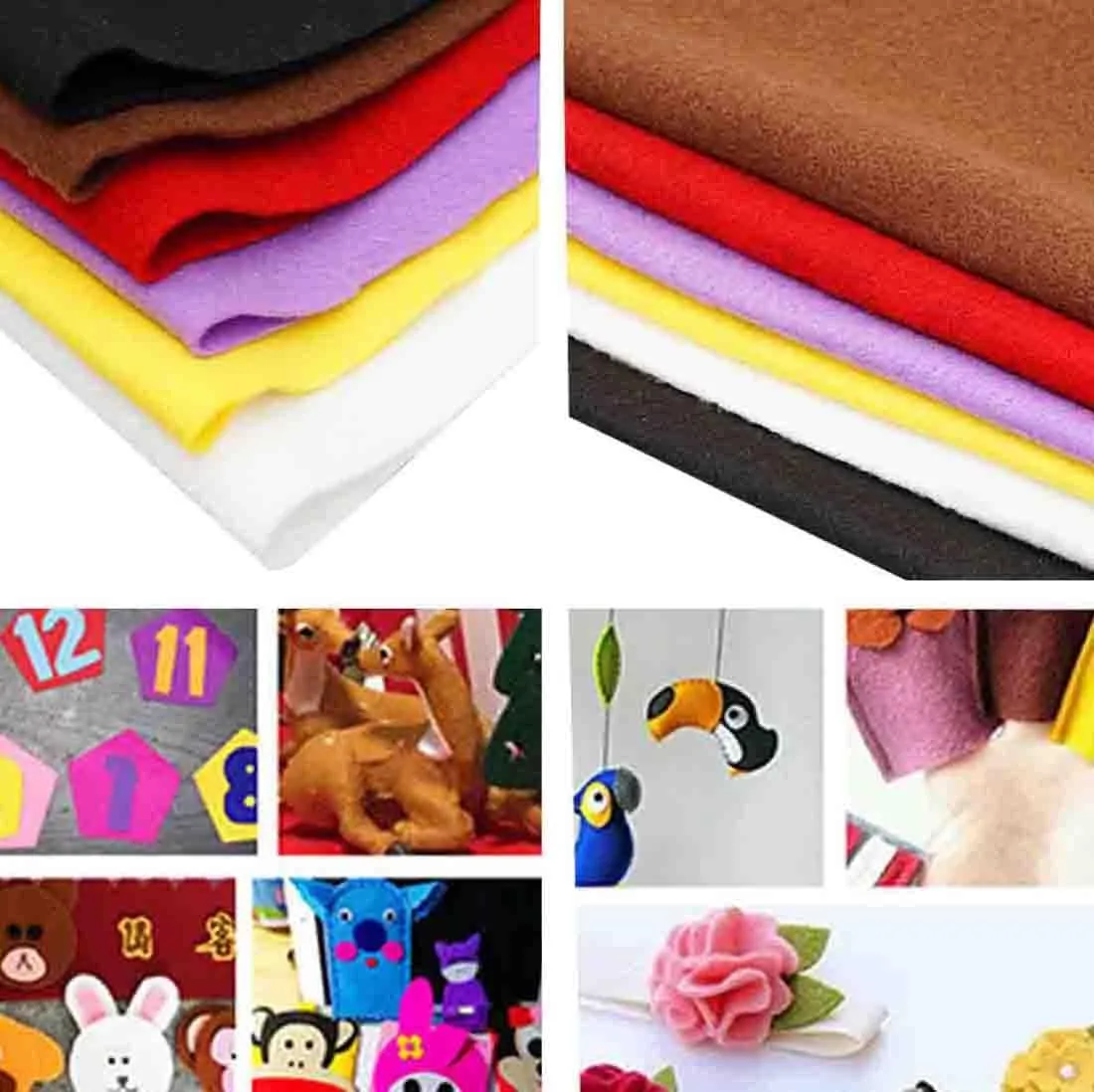Craft Felt Fabric by The Yard Thickness 1.6mm 36" x 72" Soft and Durable Felt Fabric for Sewing Crafts Blankets DIY Creative Project (White)