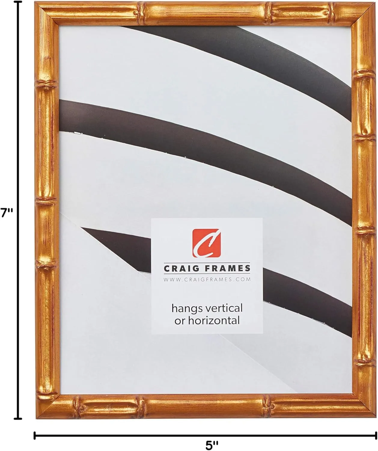 Craig Frames Vintage Gold Bamboo Composite Picture Frame, 5 by 7-Inch
