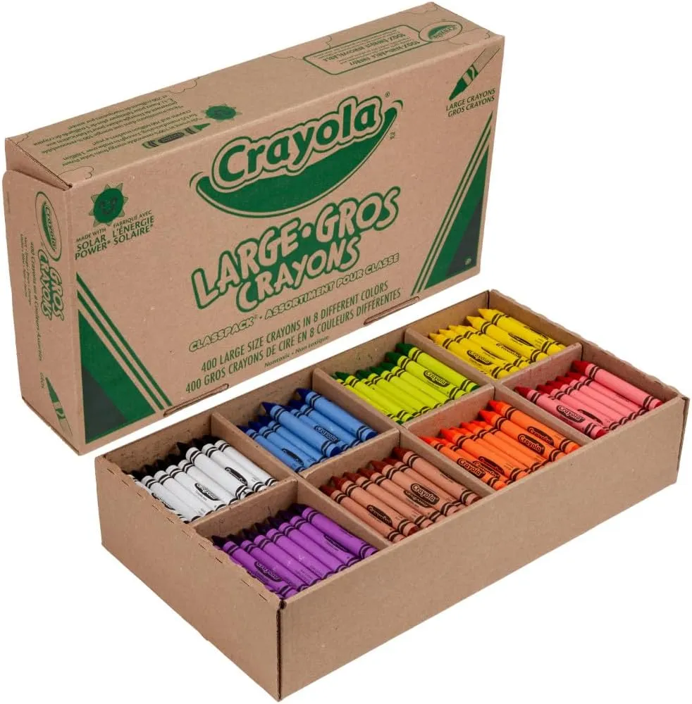Crayola Crayon Classpack - 400ct (8 Colors), Large Crayons for Kids, Bulk School Supplies, Teacher Classroom Must Have, 3 