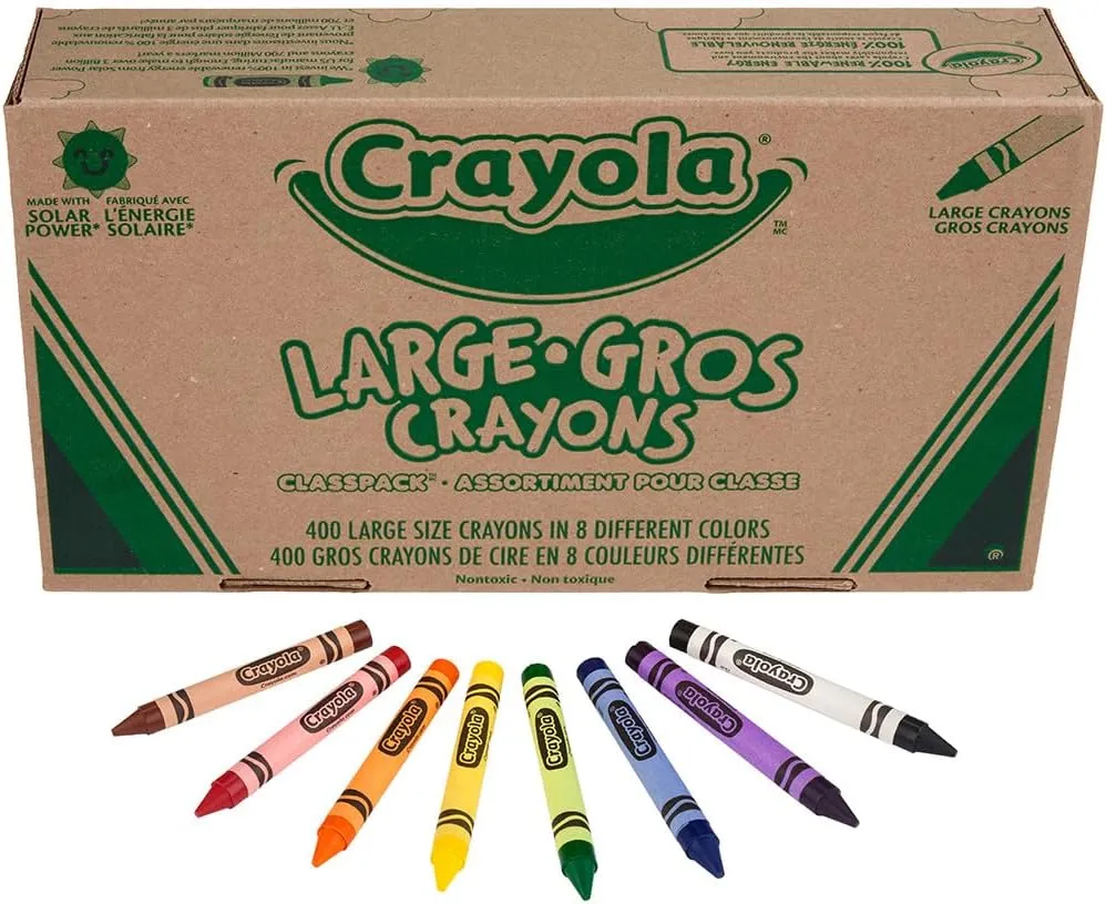 Crayola Crayon Classpack - 400ct (8 Colors), Large Crayons for Kids, Bulk School Supplies, Teacher Classroom Must Have, 3 