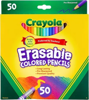 Crayola Erasable Colored Pencils (50ct), Bulk Colored Pencil Set, Pencils for Adult Coloring Books, Holiday Gift for Teens, 6  [Amazon Exclusive]