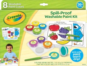 Crayola Spill Proof Paint Set (8ct), Washable Toddler Paint Kit, Includes Brushes, Pots, Activity Pages, Toddler Gift, Ages 3 
