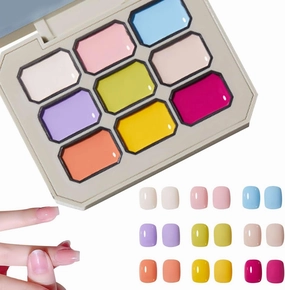 Creamy Colorful Nail Polish Set,Versatile Summer Colors Nine-Square Grid Solid Gel Glue Nail Polish,Long Lasting Solid Nail Polish Palette for Women/Girls/Friend DIY Home (02#, 3g* 9pcs)