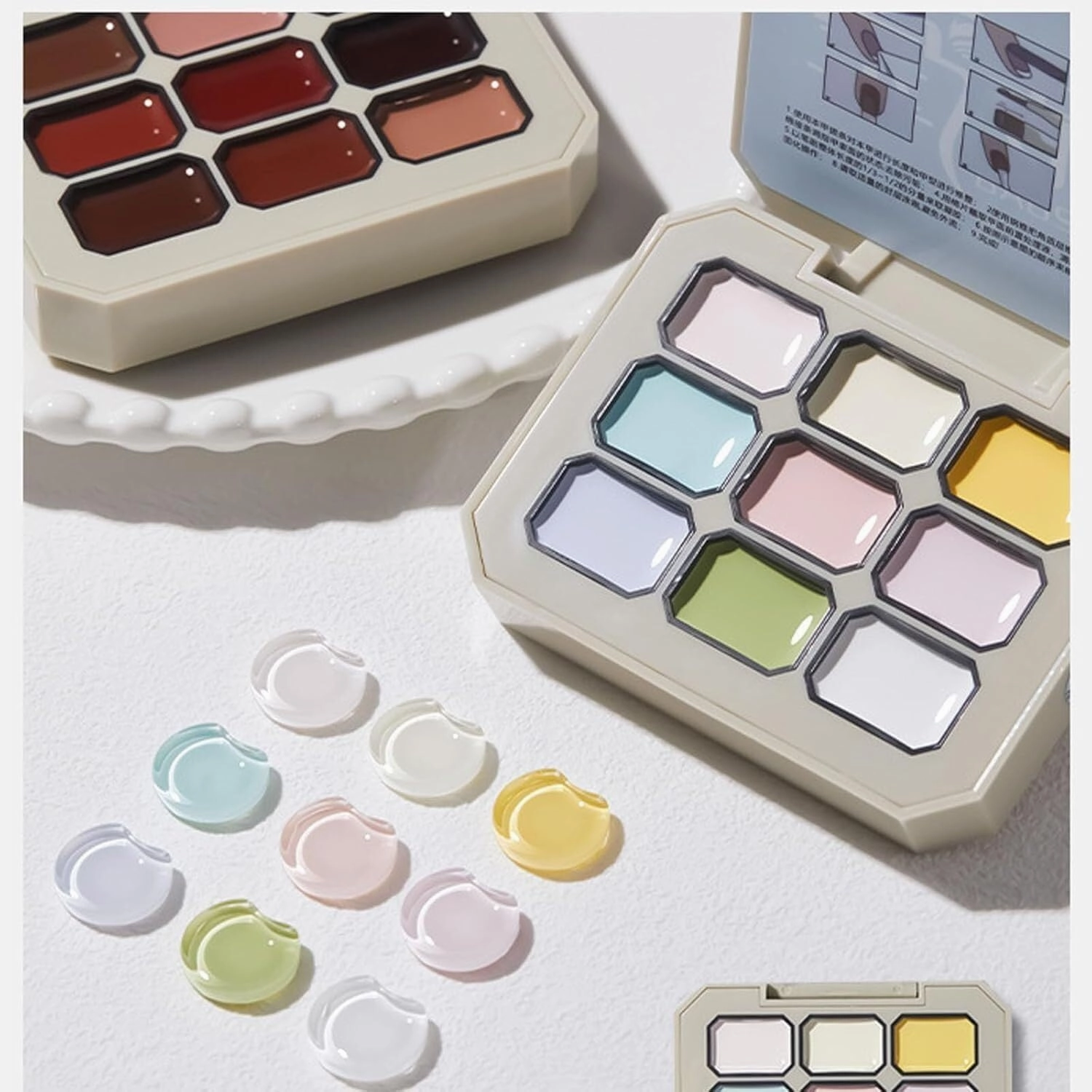 Creamy Colorful Nail Polish Set,Versatile Summer Colors Nine-Square Grid Solid Gel Glue Nail Polish,Long Lasting Solid Nail Polish Palette for Women/Girls/Friend DIY Home (02#, 3g* 9pcs)