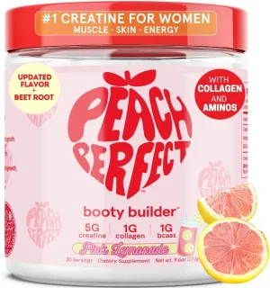 Creatine Monohydrate Powder, Pink Lemonade, Glute Builder Creatine for Women with Collagen, BCAAs, 5g Vegan Micronized Creatine per Serving, for Energy, Muscle Support, 30 Servings